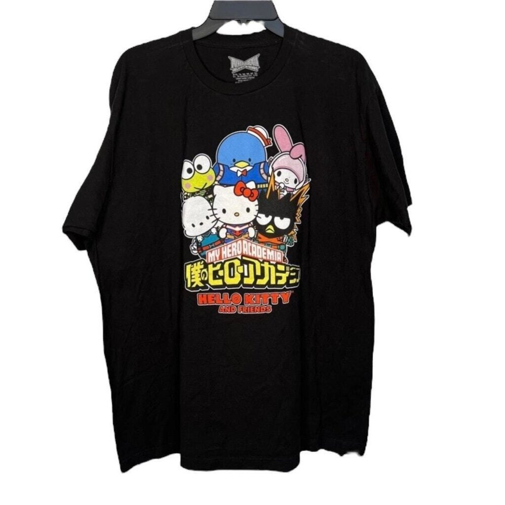 My Hero Academia Hello Kitty and Friends black graphic t-shirt size XL